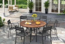 Vicllax 7 Piece Patio Set Stylish Sturdy And Space Smart