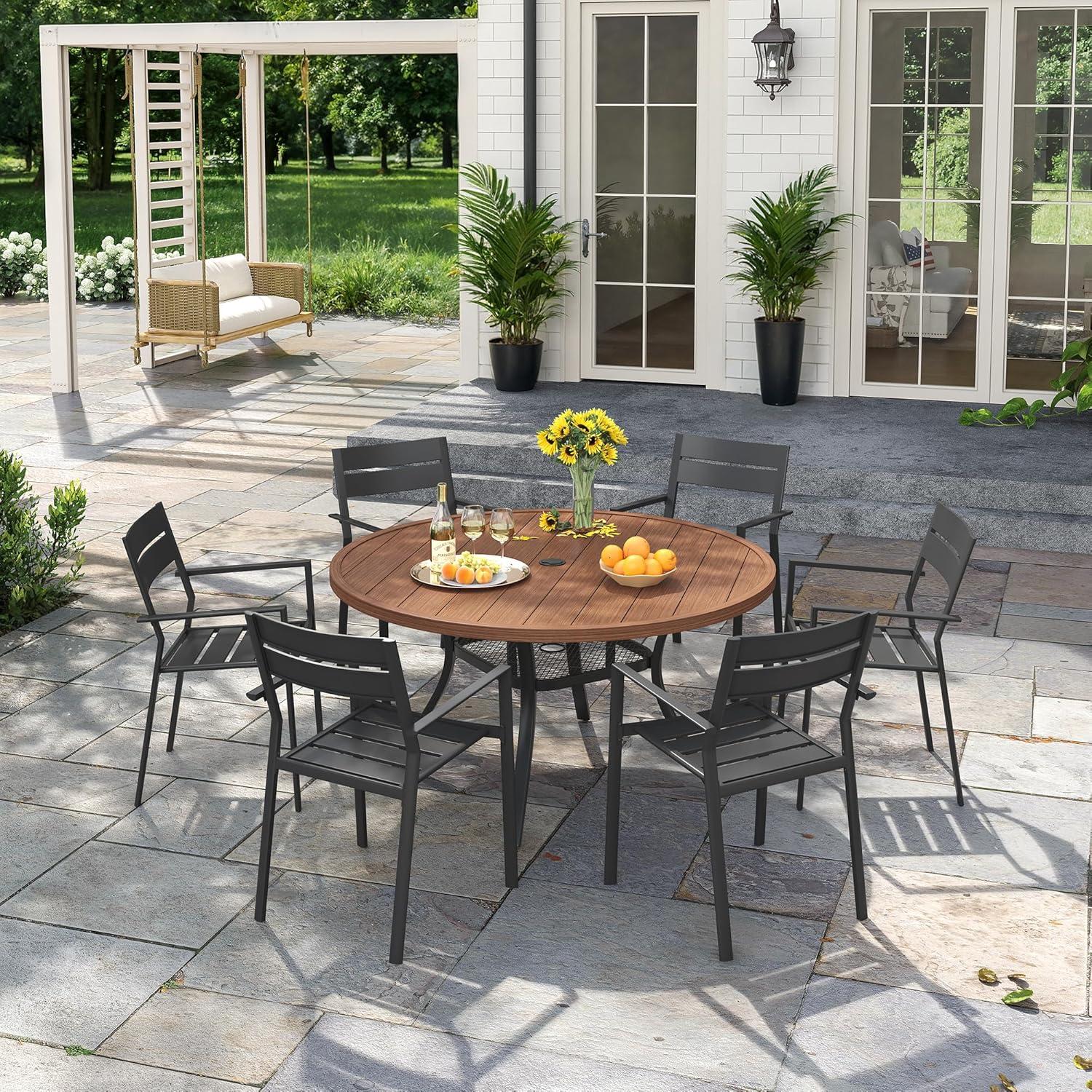 Vicllax 7 Piece Patio Set Stylish Sturdy And Space Smart