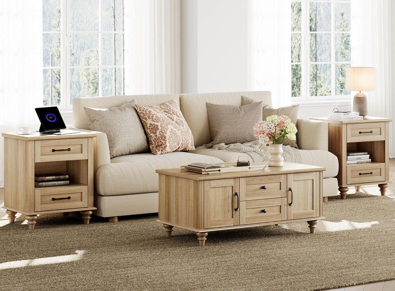 Wampat Oak 3 Piece Coffee Table Set Style Meets Function