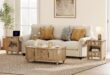 Wampat Oak Coffee Table Set Stylish Storage With Charging Power