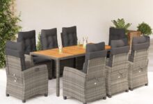 Gather Around in Style: VidaXL 9-Piece Grey Rattan Dining Set Review