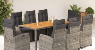 Gather Around in Style: VidaXL 9-Piece Grey Rattan Dining Set Review