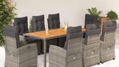 Gather Around in Style: VidaXL 9-Piece Grey Rattan Dining Set Review