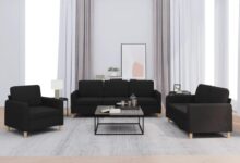 3 Piece Sofa Set Black Modern Sectional Fits Your Space