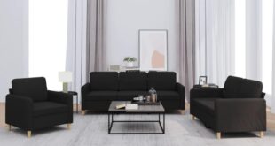 3 Piece Sofa Set Black Modern Sectional Fits Your Space