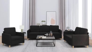 3 Piece Sofa Set Black Modern Sectional Fits Your Space