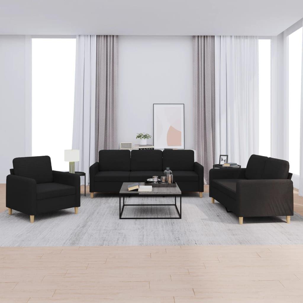 3 Piece Sofa Set Black Modern Sectional Fits Your Space