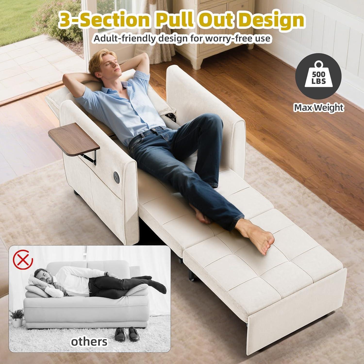 4-in-1 Sleeper Chair: Comfort, storage & Style Combined