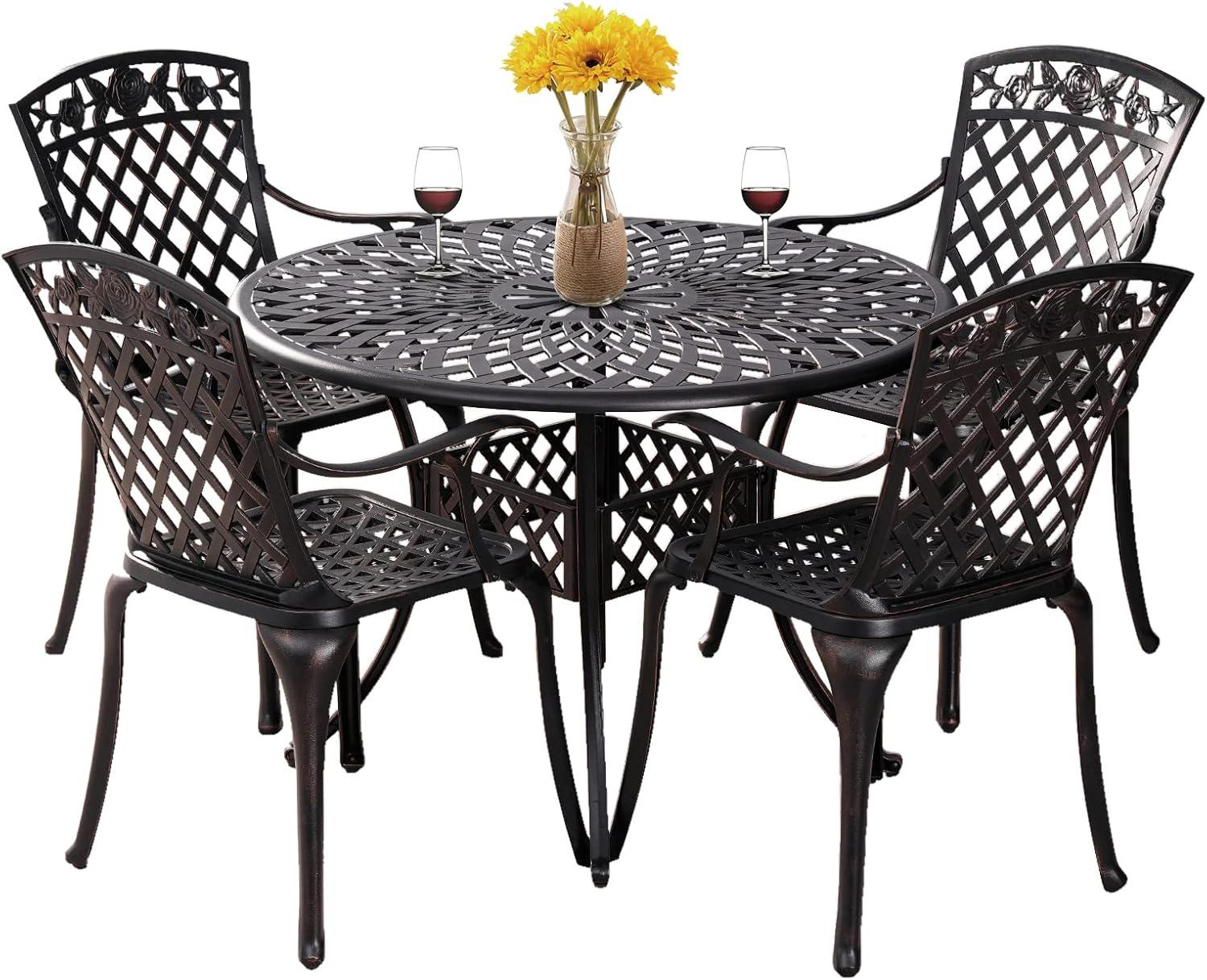 5 Piece Cast Aluminum Patio Set Comfort Meets Durability