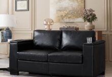 677 Modern Loveseat Sofa Storage Cupholders For You