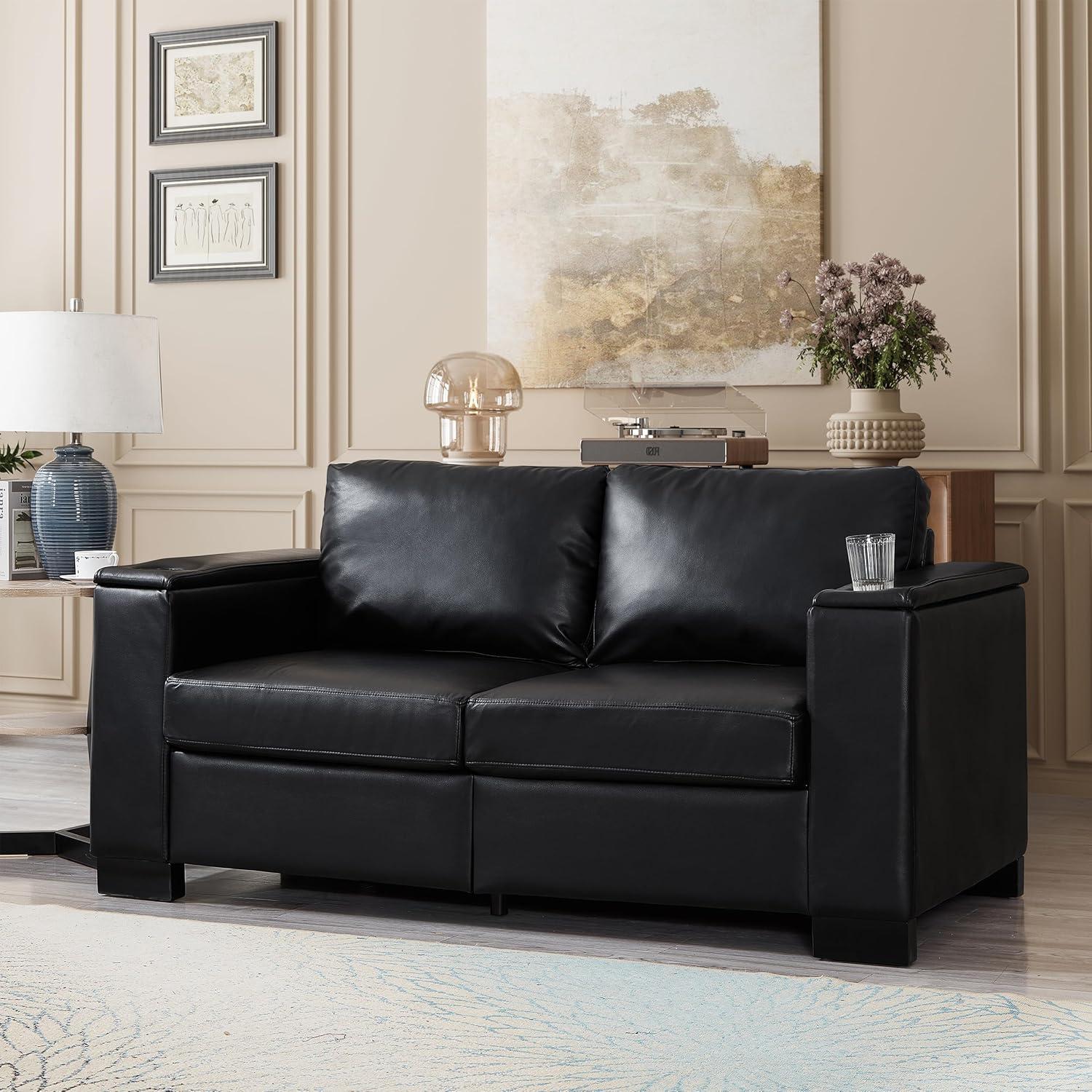 677 Modern Loveseat Sofa Storage Cupholders For You