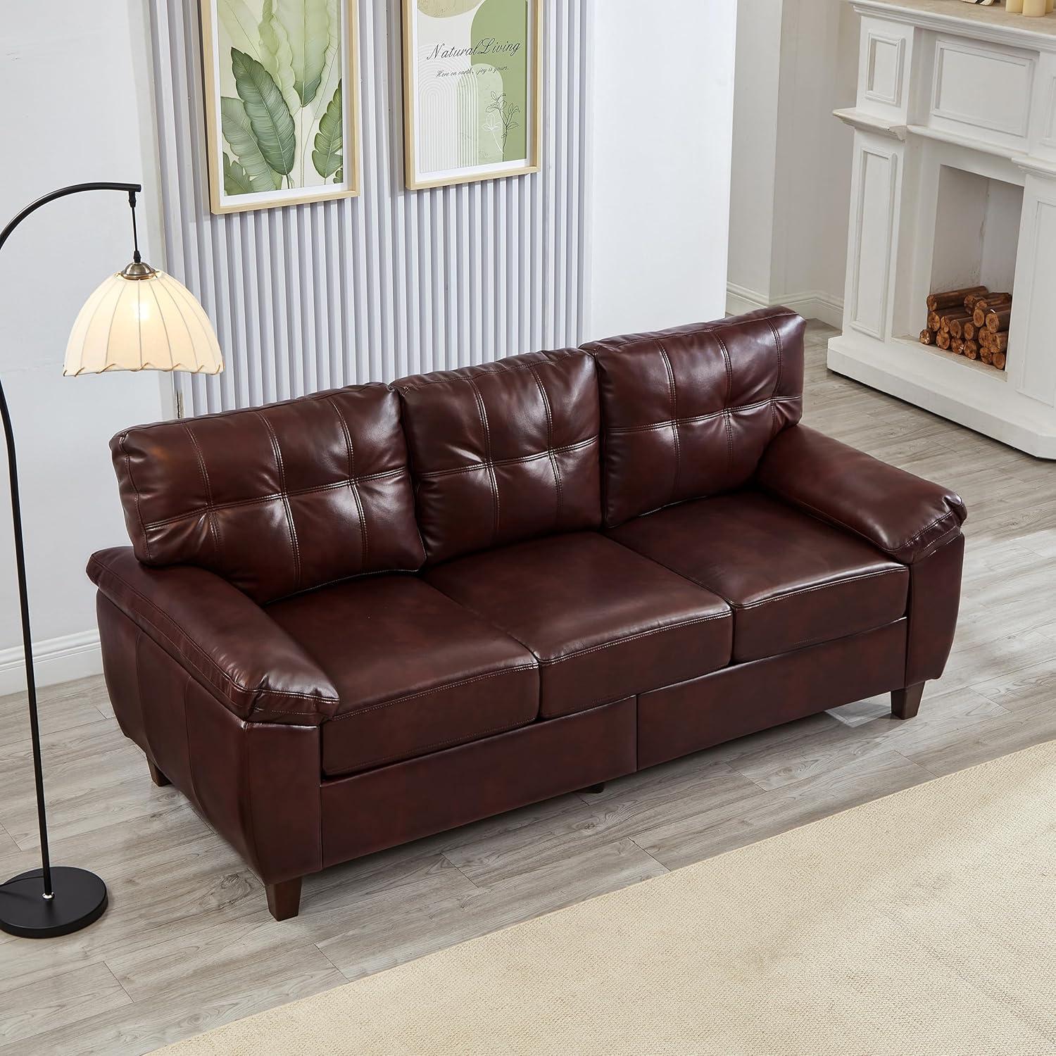 79 Burgundy Faux Leather Sofa Stylish Comfort Meets Smart Storage