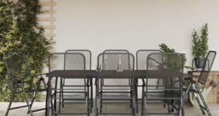 9 Piece Patio Dining Set Anthracite Metal Mesh In Your Yard