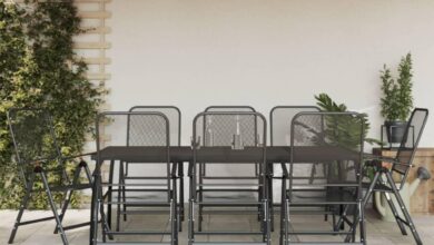 9 Piece Patio Dining Set Anthracite Metal Mesh In Your Yard