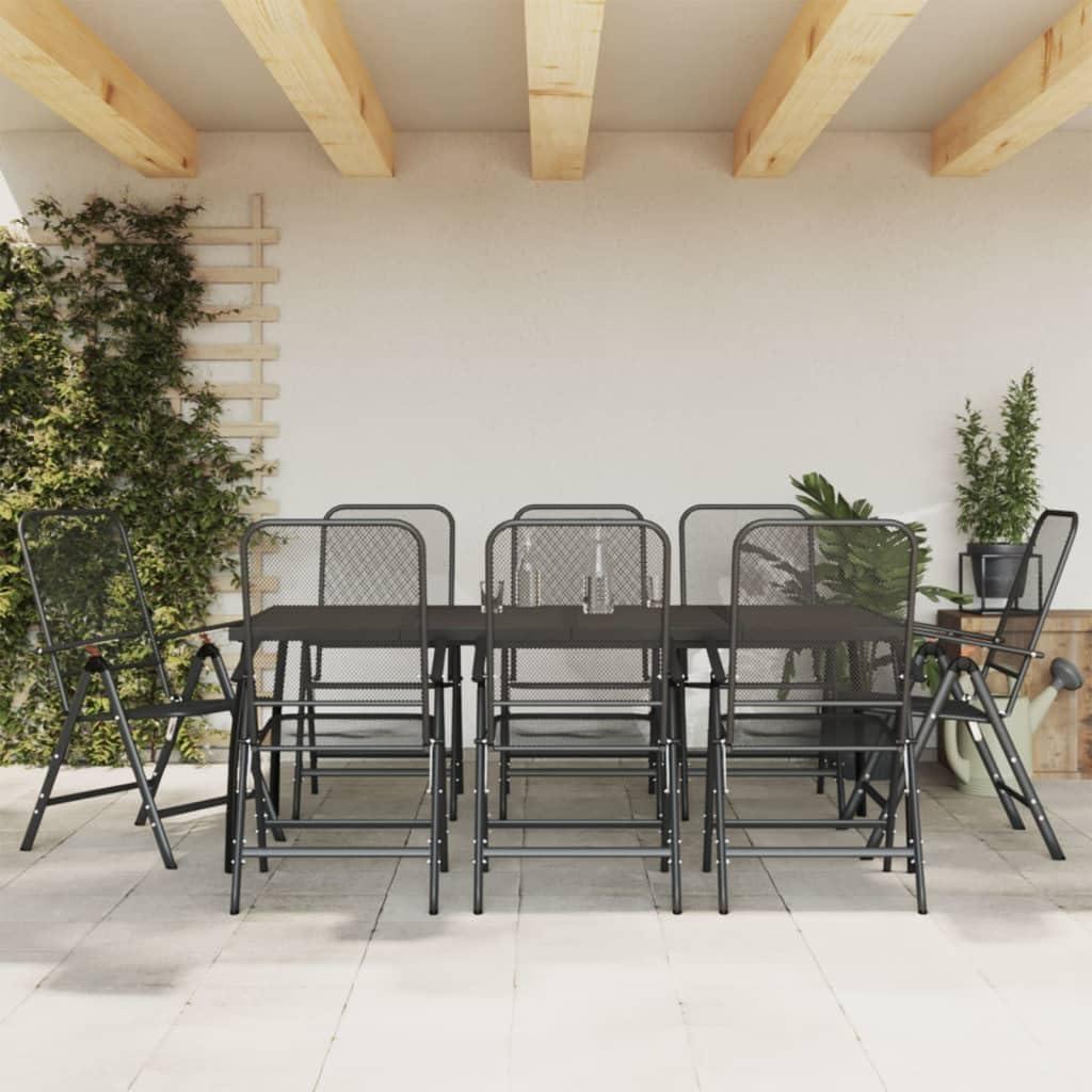 9 Piece Patio Dining Set Anthracite Metal Mesh In Your Yard