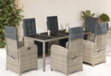 A Stylish And Comfortable Grey Garden Dining Set For Six