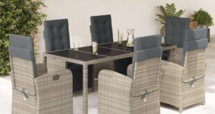 A Stylish And Comfortable Grey Garden Dining Set For Six