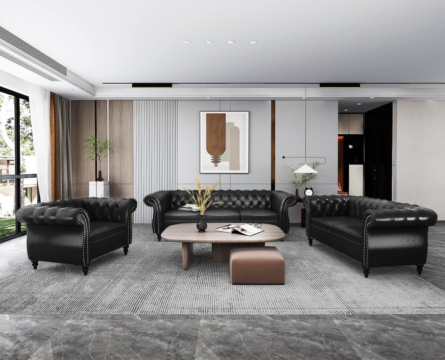 Avzear 3 Piece Chesterfield Sofa Set Style Meets Comfort