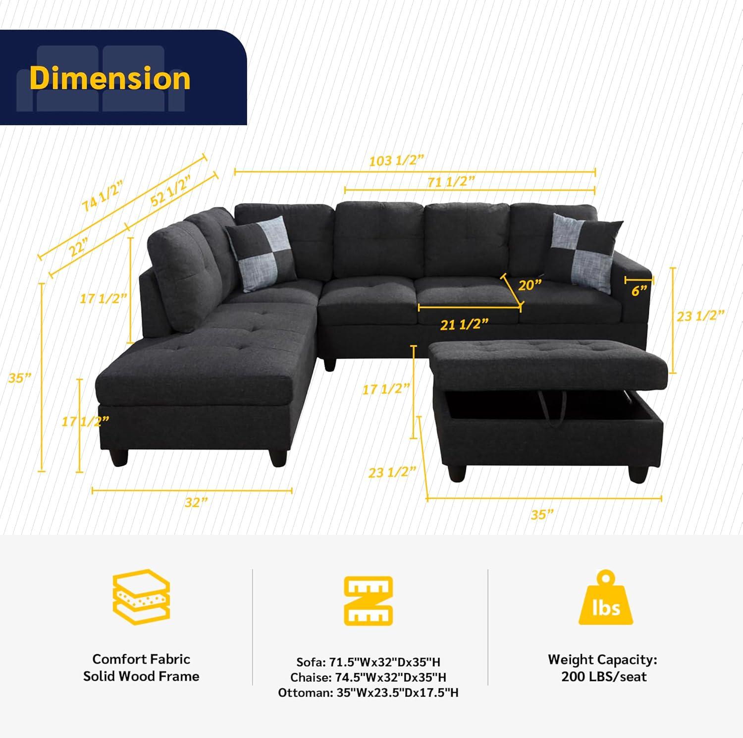 Beverly Fine furniture 3pc Sectional & Ottoman for your TV