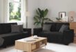 Black Velvet 2 Piece Sofa Set Comfort Meets Modern Style