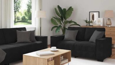 Black Velvet 2 Piece Sofa Set Comfort Meets Modern Style