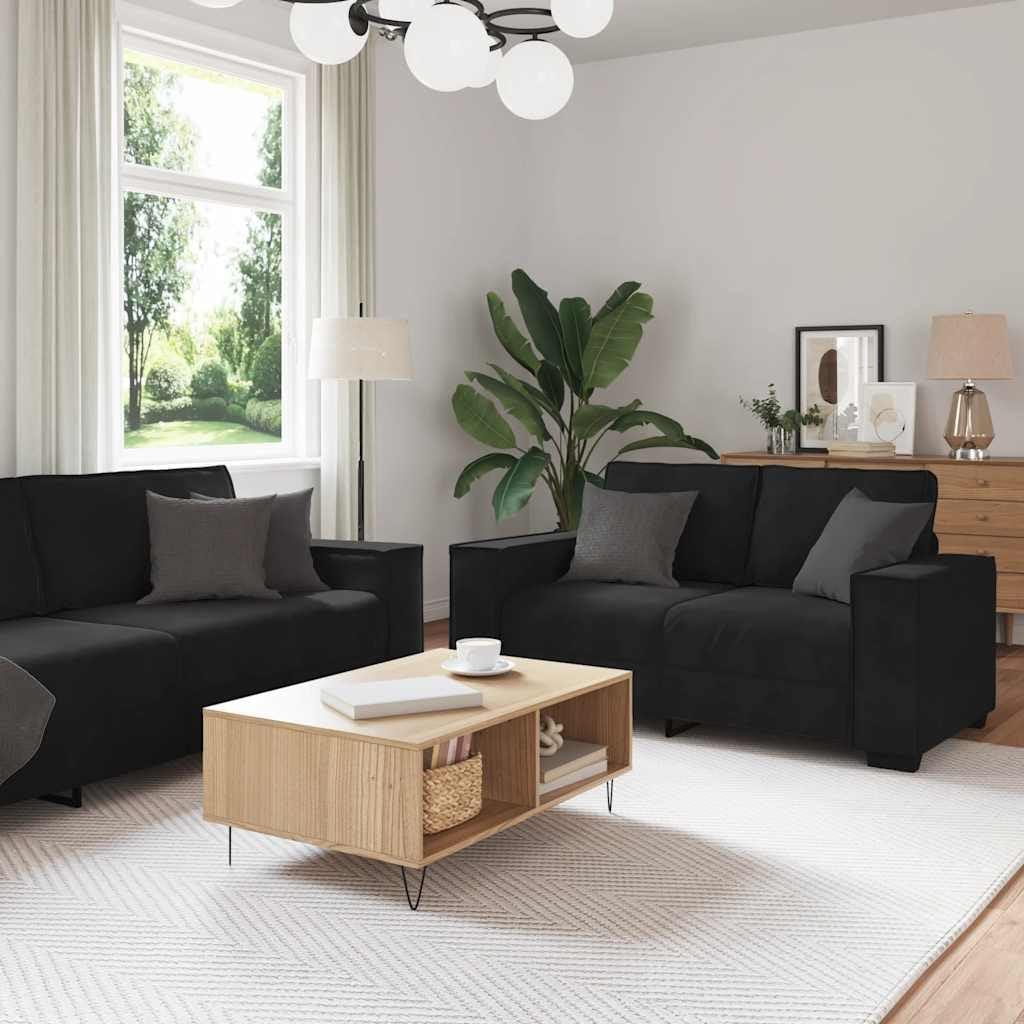 Black Velvet 2 Piece Sofa Set Comfort Meets Modern Style
