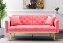 Can this peach velvet sleeper fit your small space?