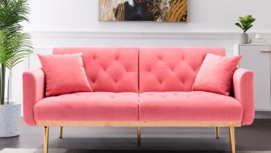 Can this peach velvet sleeper fit your small space?