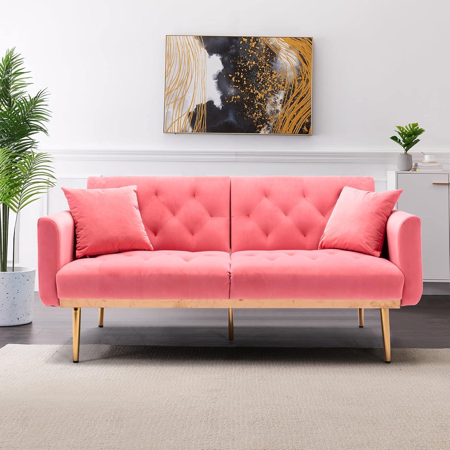 Can this peach velvet sleeper fit your small space?