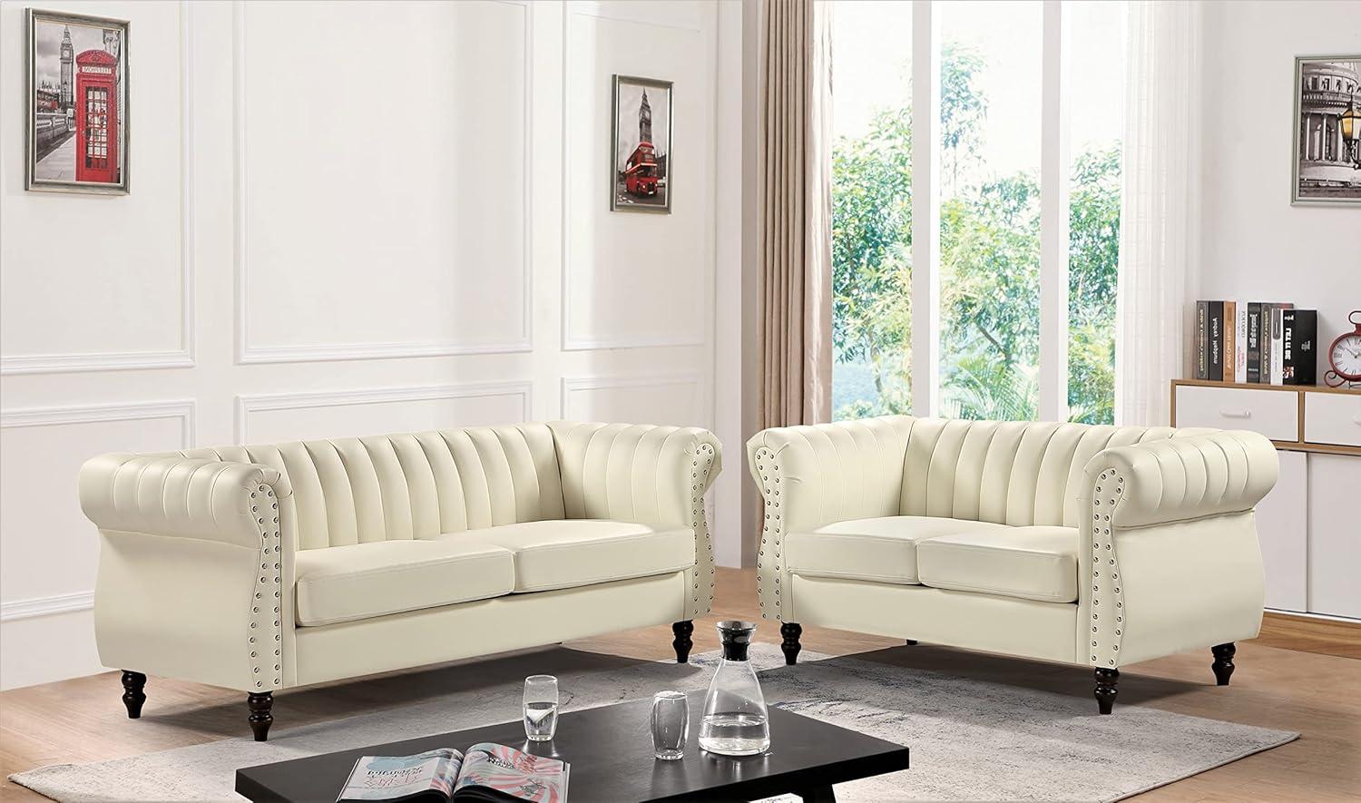 Chesterfield Charm Meets Eco Friendly Comfort In Cream White Set