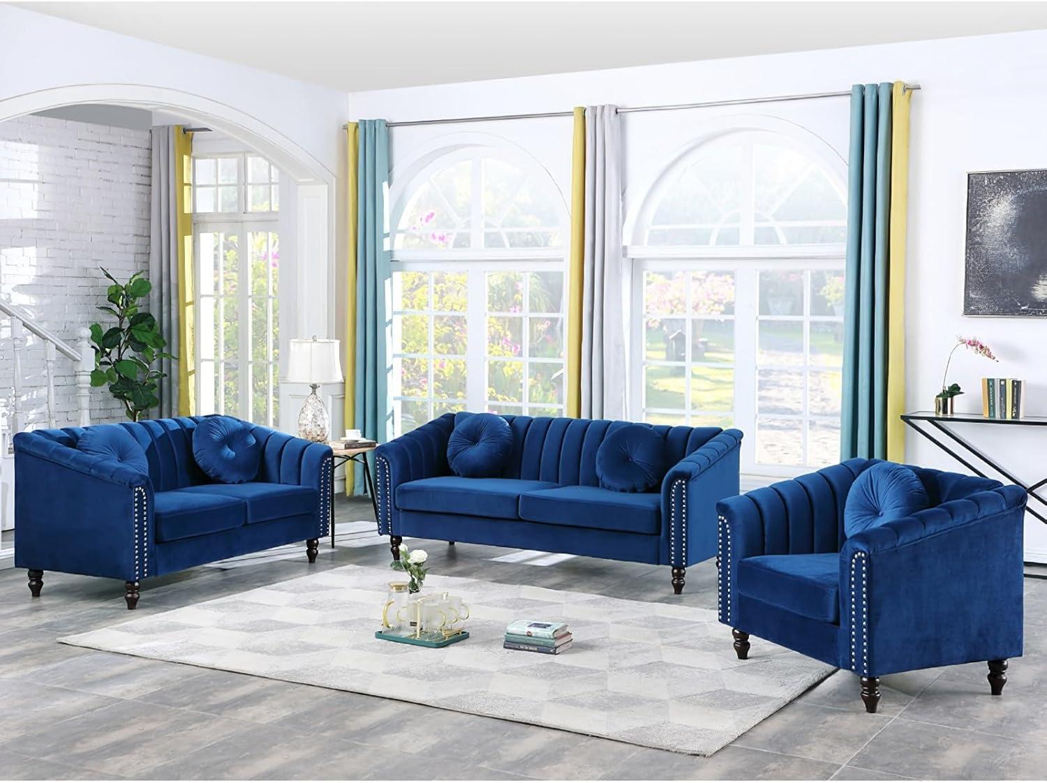 Chesterfield Sofa Velvet Couch Set For Your Apartment Nook