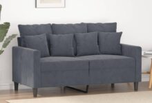 Chic Charcoal Velvet Loveseat Comfort Meets Modern Design