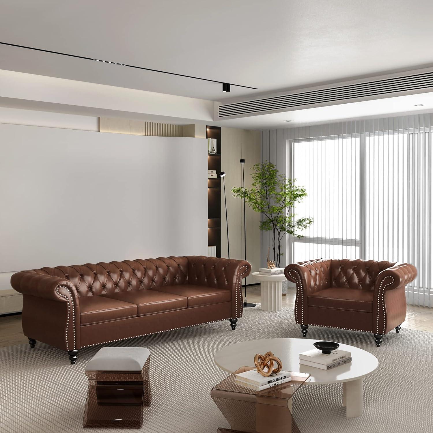 Classic Chesterfield Leather Set Stylish Comfort For Any Space