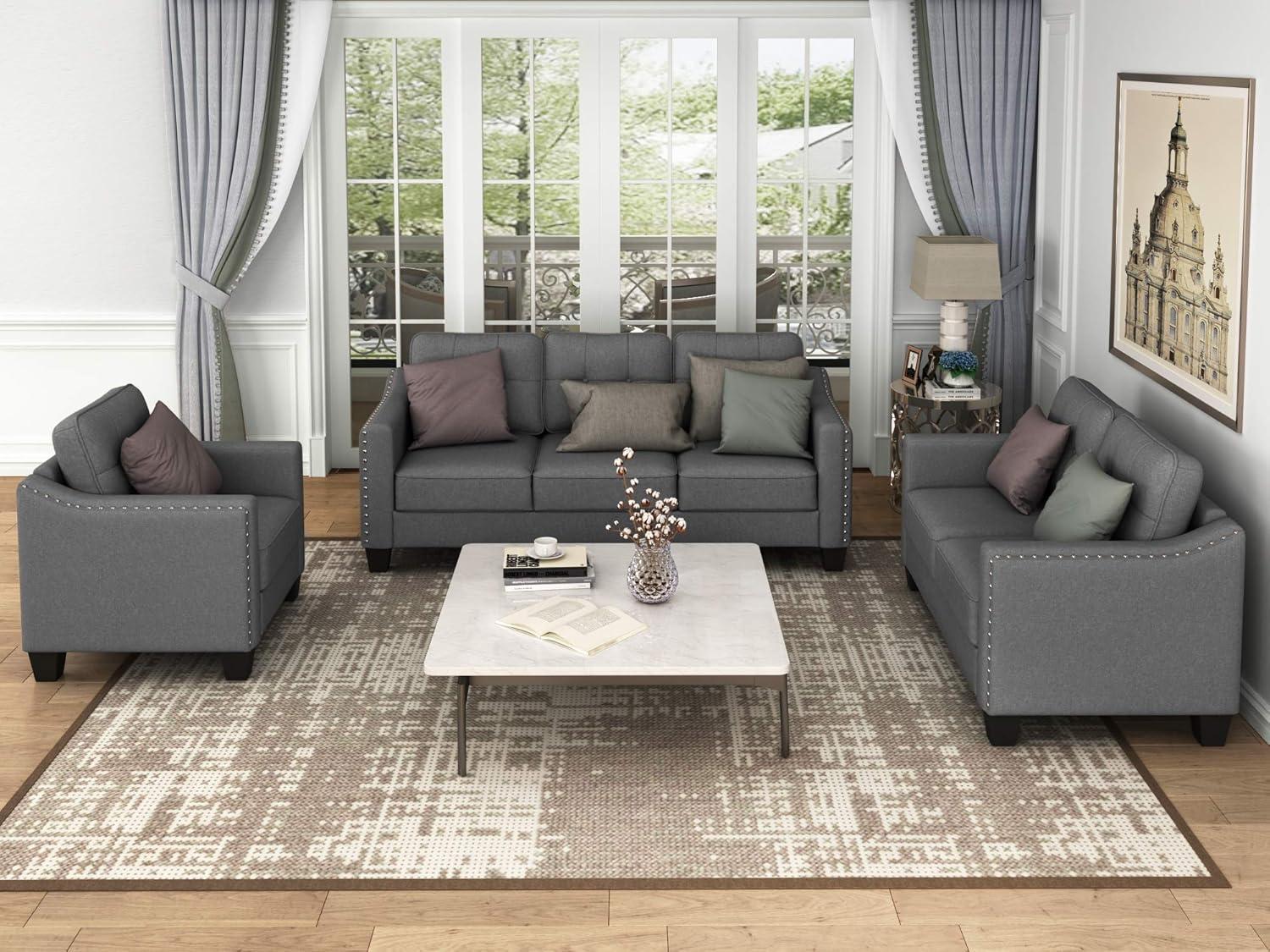 Cozy Up Your Living Room With Goohome 3 Piece Sofa Set