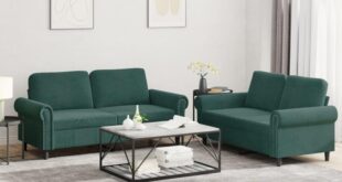 Dark Green Velvet Loveseat Sofa Set Fits Your Small Space