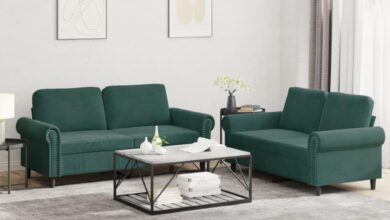 Dark Green Velvet Loveseat Sofa Set Fits Your Small Space