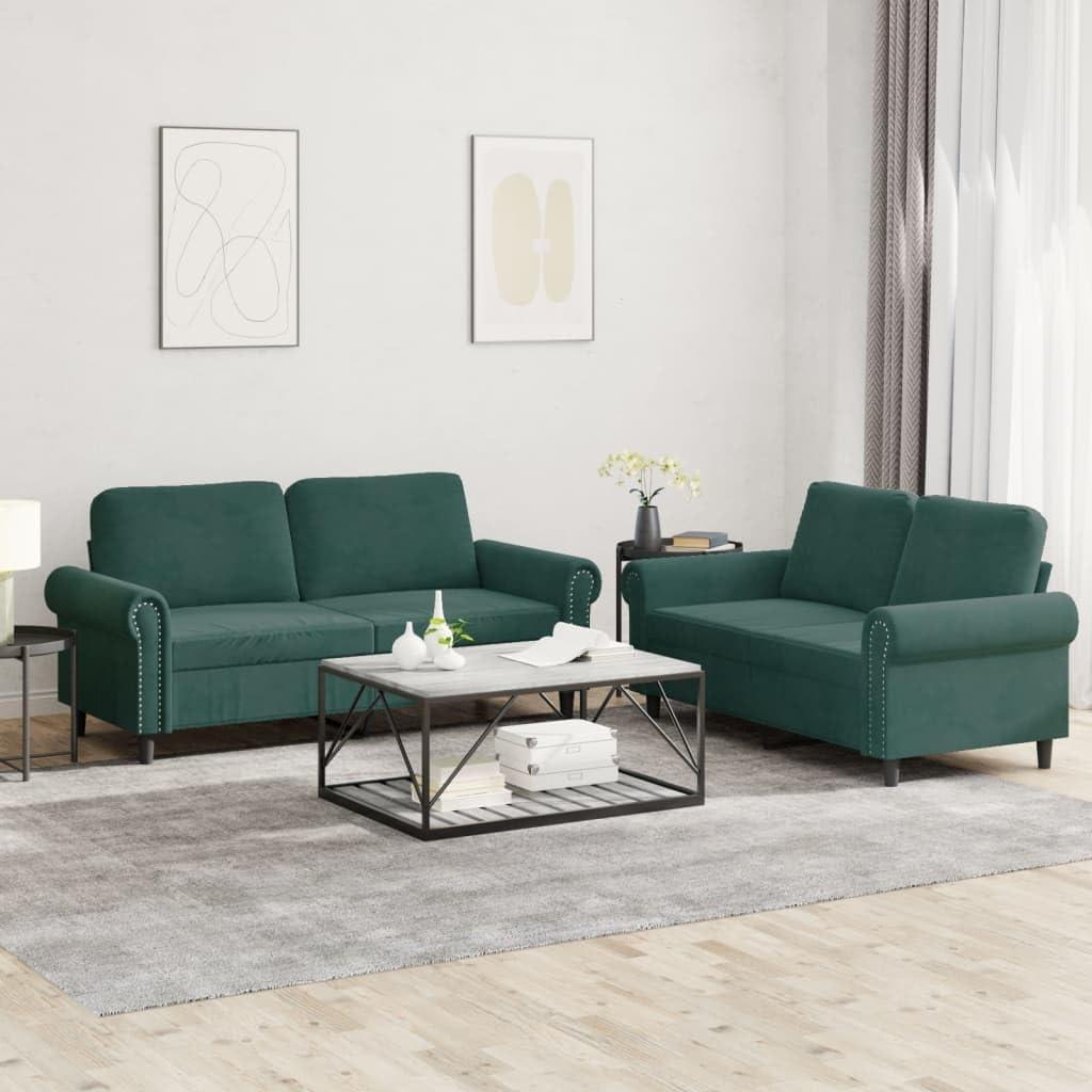 Dark Green Velvet Loveseat Sofa Set Fits Your Small Space