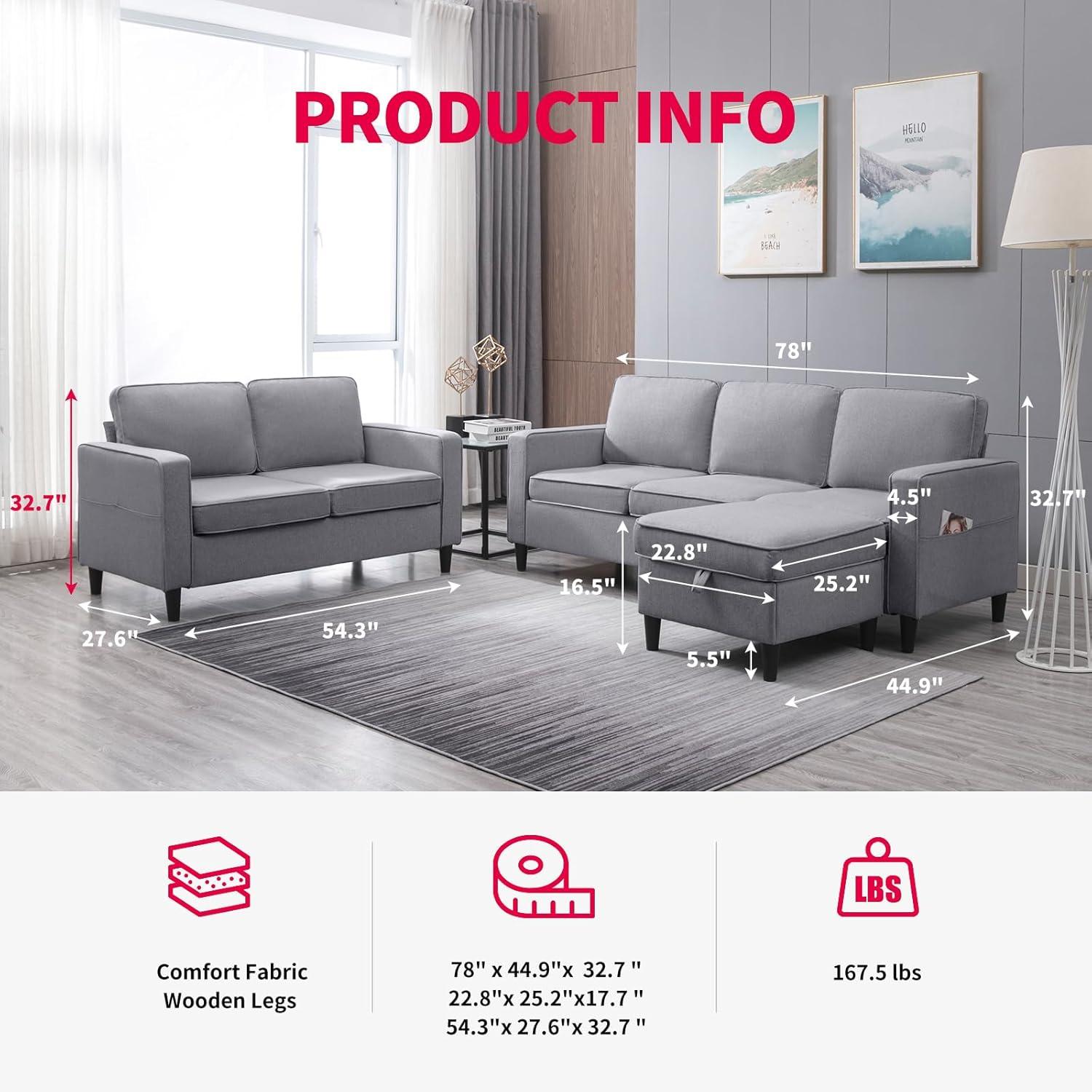Discovering Comfort and Clever Storage in MUZZ's 2PCS Sofa Set