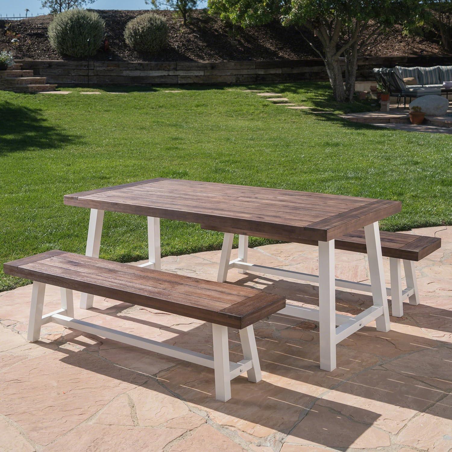 Elevate Outdoor Dining with Modern Industrial Wood & Metal Charm