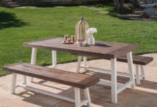 Elevate Outdoor Dining With Modern Industrial Wood Metal Charm