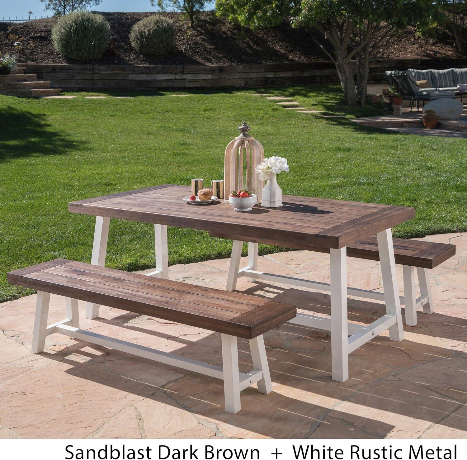Elevate outdoor Dining with Modern Industrial Wood & Metal Charm