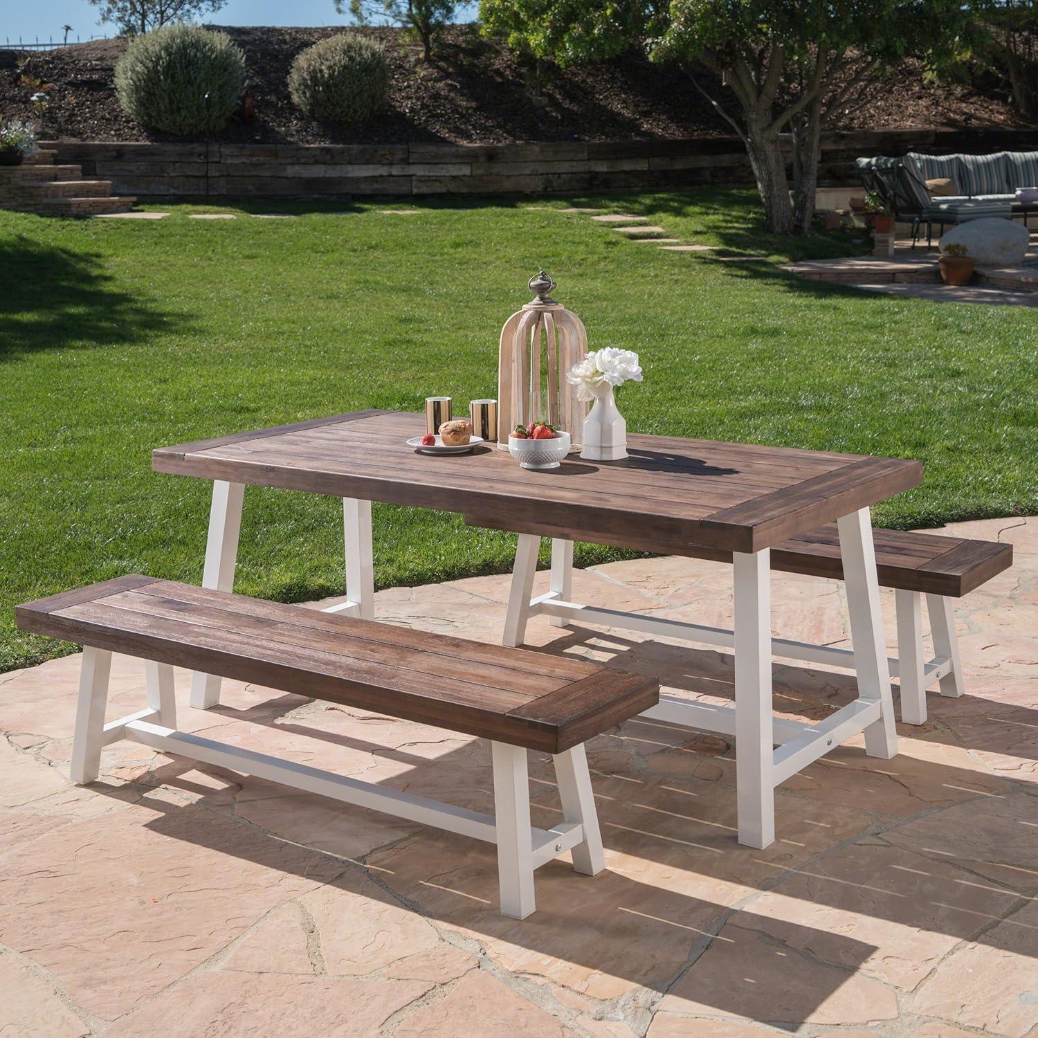 Elevate Outdoor Dining With Modern Industrial Wood Metal Charm