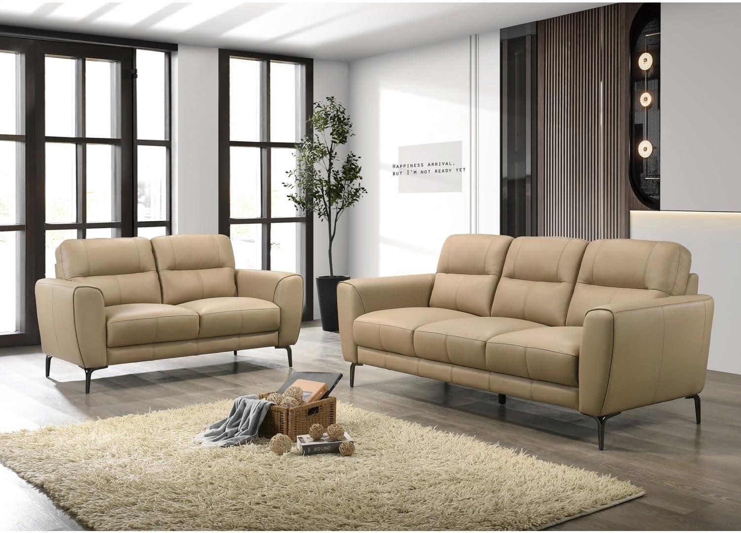 Elevating Our Living Room With Taupe Top Grain Leather Sofas