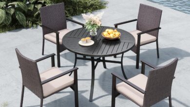 Enjoying Outdoor Dining Comfortably With The Mfstudio 5 Piece Set