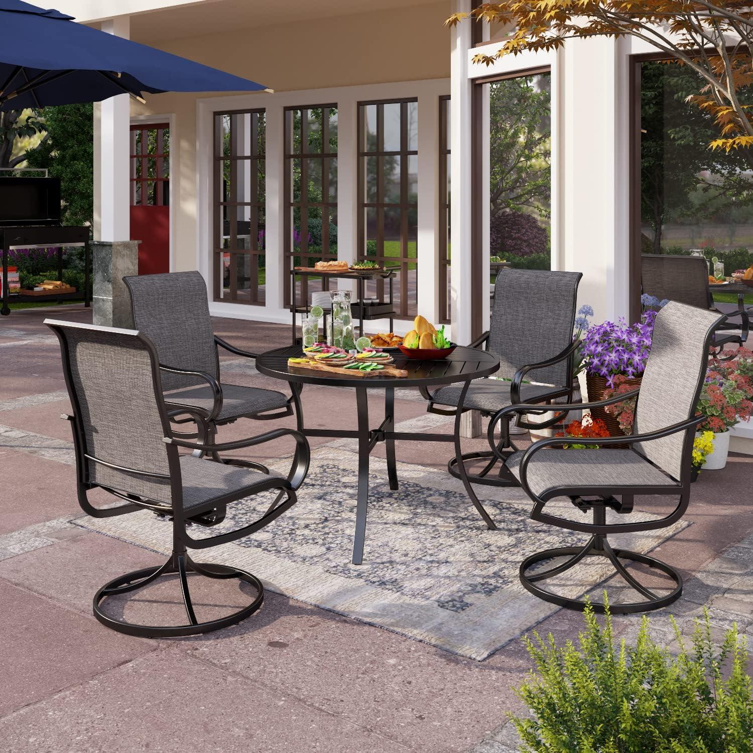 Enjoying Outdoor Meals with PHI VILLA's Stylish 5-Piece Patio Set