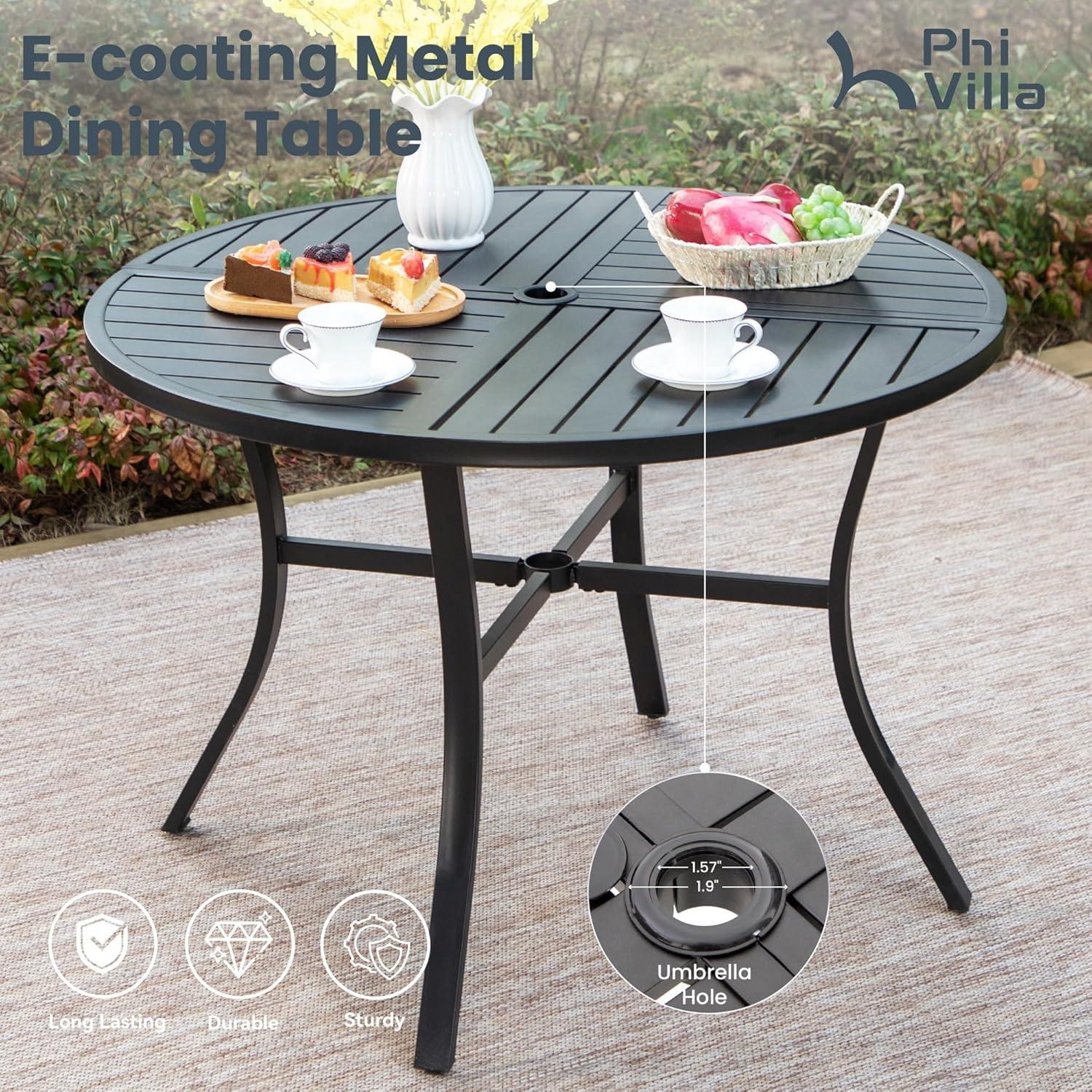 Enjoying Outdoor Meals with PHI VILLA's Stylish 5-Piece Patio Set