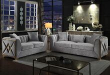 Experience Timeless Comfort With The 2pc Silver Living Room Set
