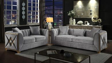 Experience Timeless Comfort With The 2pc Silver Living Room Set