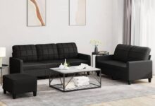 Finding Comfort And Style With Our Black Faux Leather Sofa Set