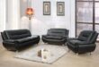 Flexible Black Faux Leather Sofa Set Comfort Meets Style